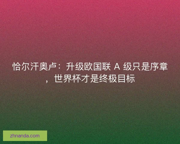 恰尔汗奥卢：升级欧国联 A 级只是序章，世界杯才是终极目标