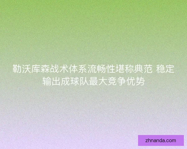 勒沃库森战术体系流畅性堪称典范 稳定输出成球队最大竞争优势