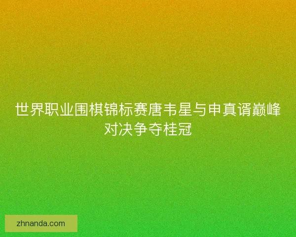世界职业围棋锦标赛唐韦星与申真谞巅峰对决争夺桂冠
